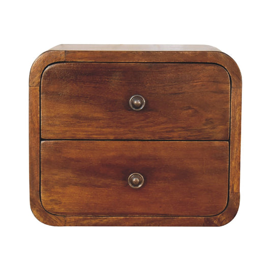 Handgemaakte -Elegant wandkastje – zwevend – mini formaat – kastanjehout