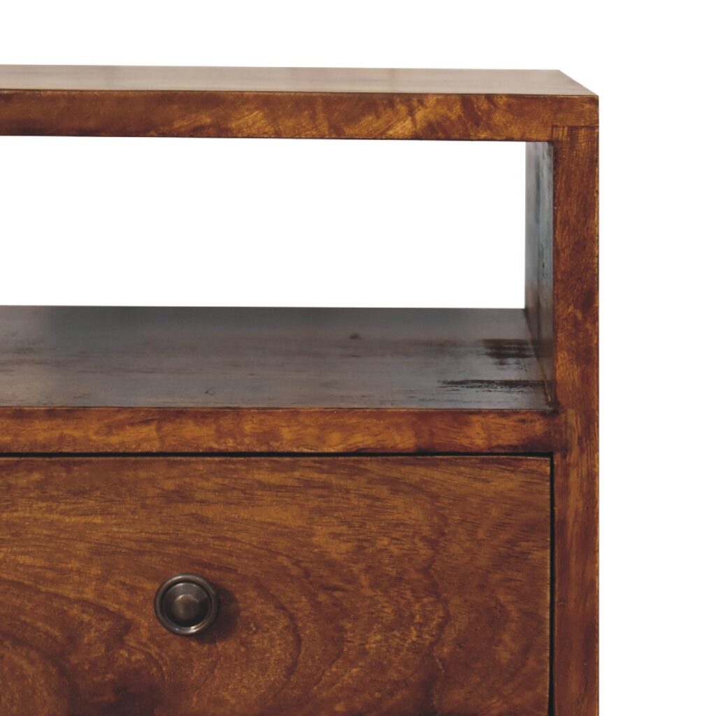 Handgemaakt – Mini nachtkastje – mangohout – Mid-Century – compact