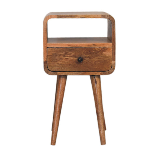 Handgemaakte -Prachtig wandkastje – eikenlook – open gebogen vorm – compact