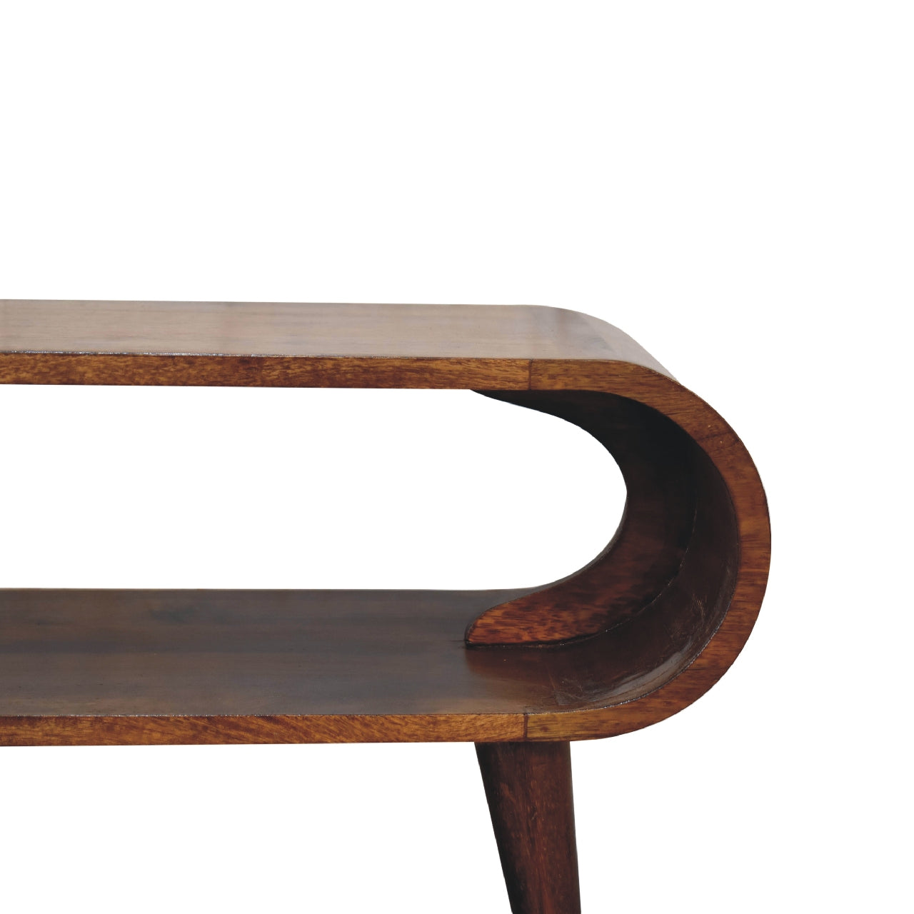 Handgemaakt – Salontafel – mangohout – kastanje – gebogen – open vak