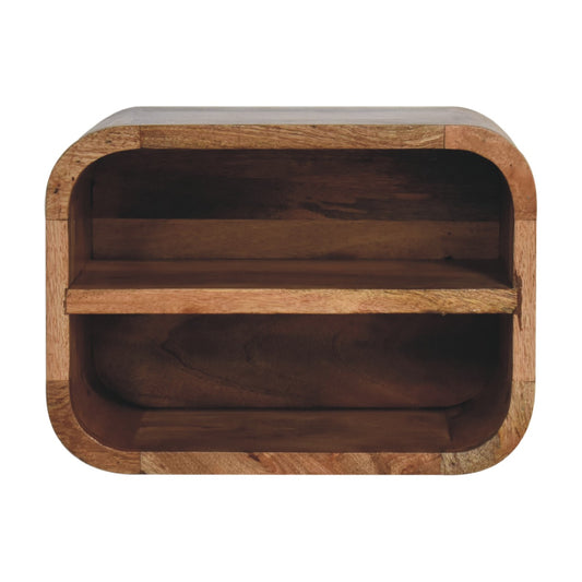 Modern wandkastje – zwevend – open gebogen – eikenlook
