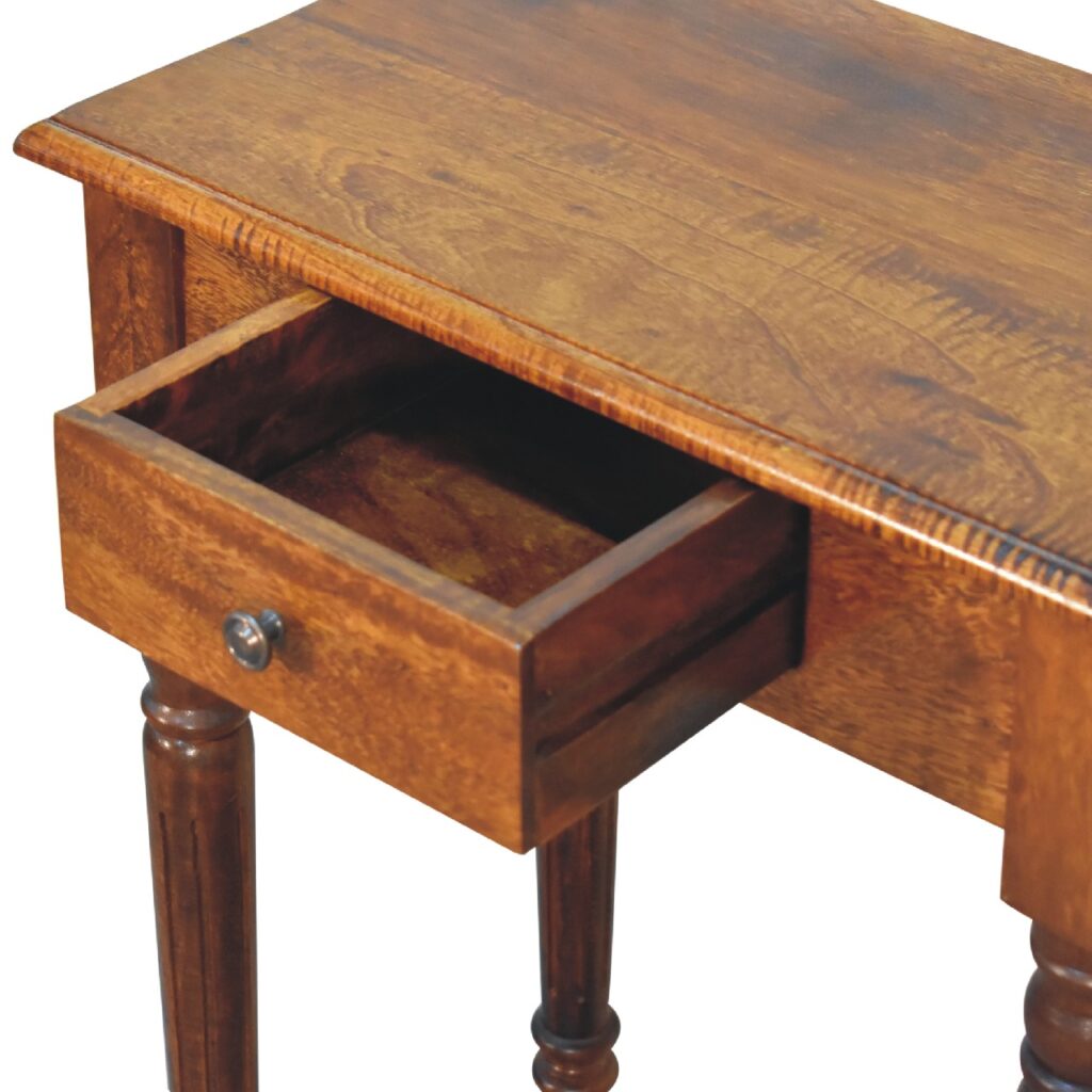 Handgemaakt – Bureau – mangohout – kastanje – Franse stijl – lade