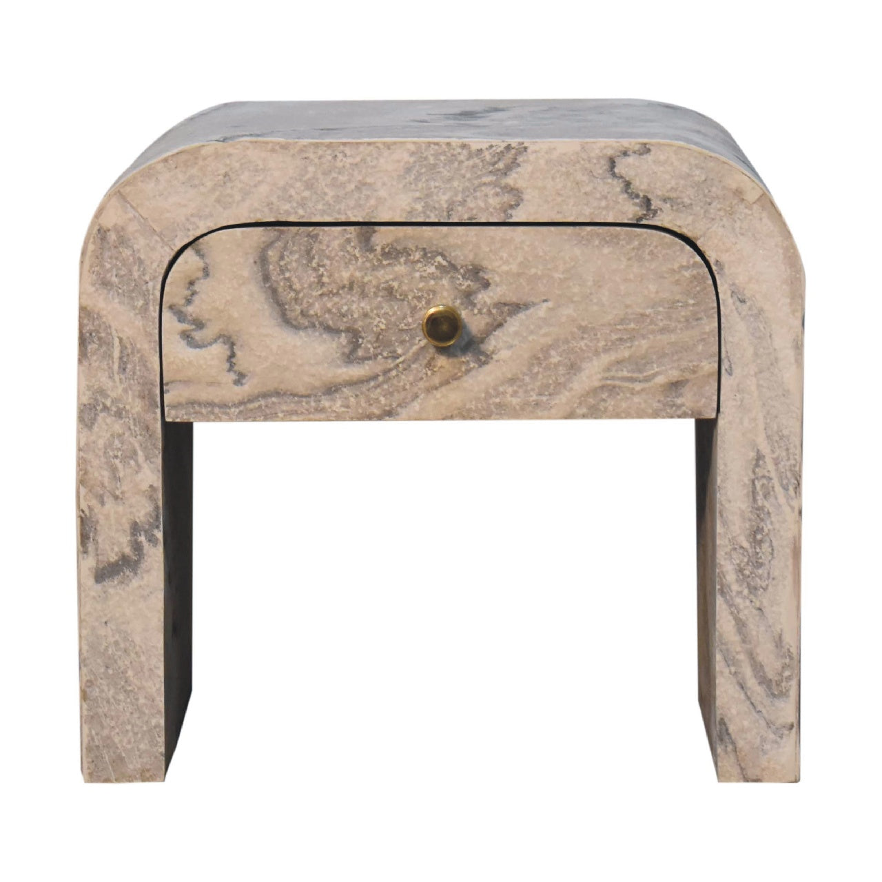 Handgemaakte -Prachtig nachtkastje – Nouveau design – massief mangohout – elegant