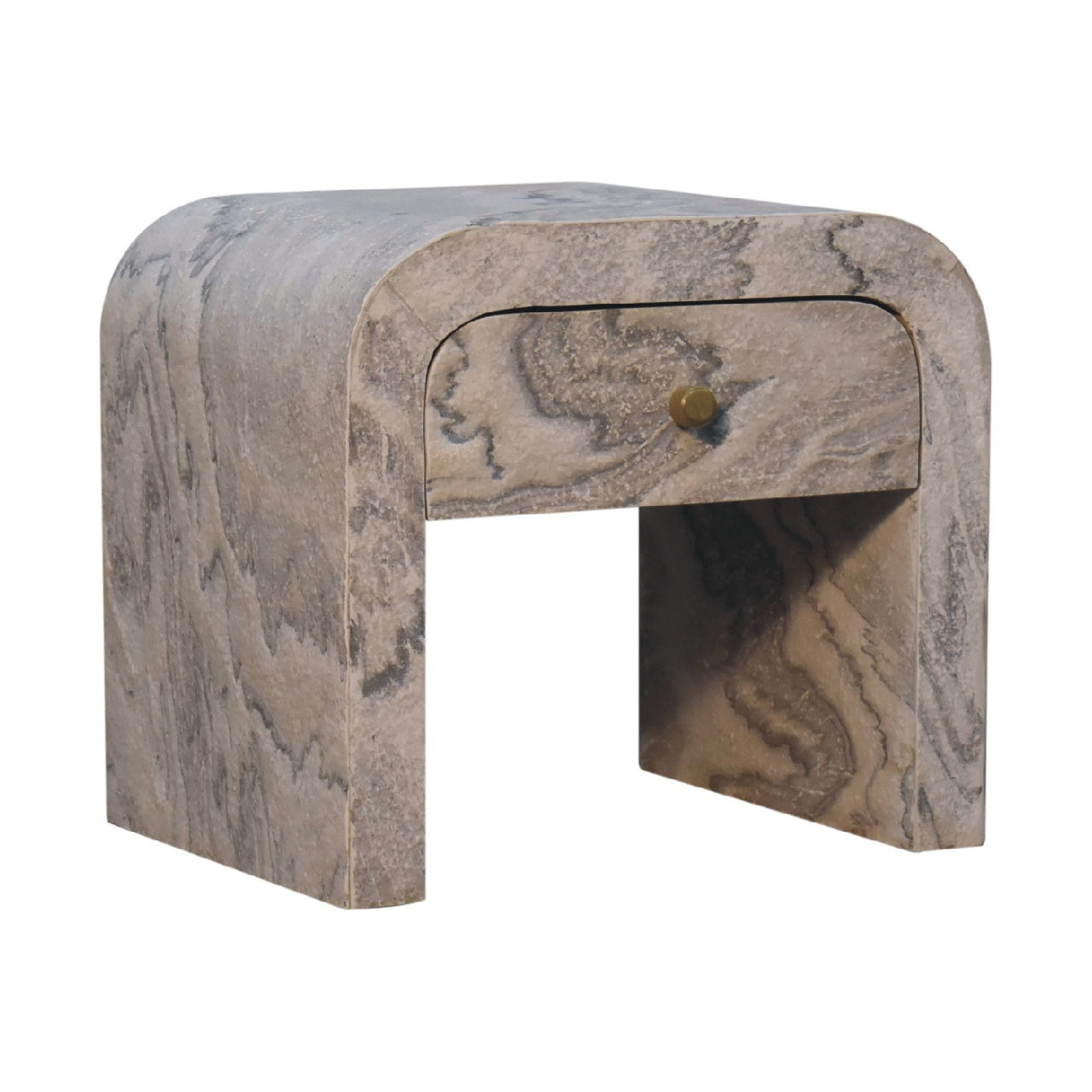 Handgemaakte -Prachtig nachtkastje – Nouveau design – massief mangohout – elegant