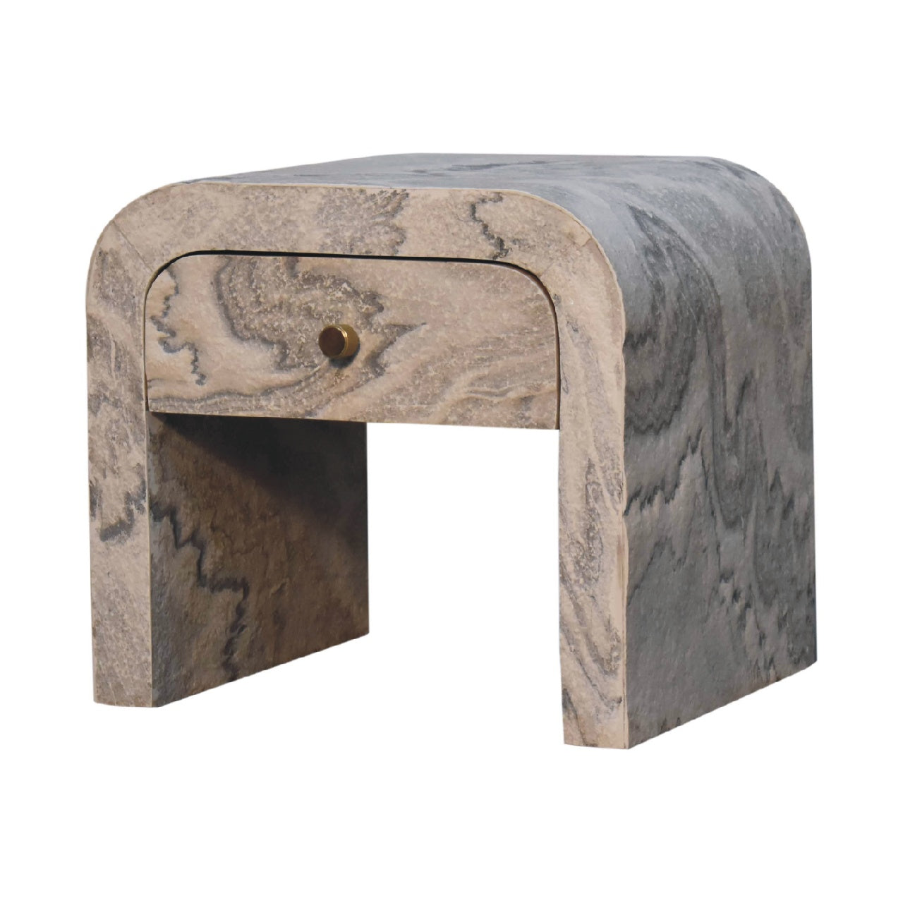 Handgemaakte -Prachtig nachtkastje – Nouveau design – massief mangohout – elegant