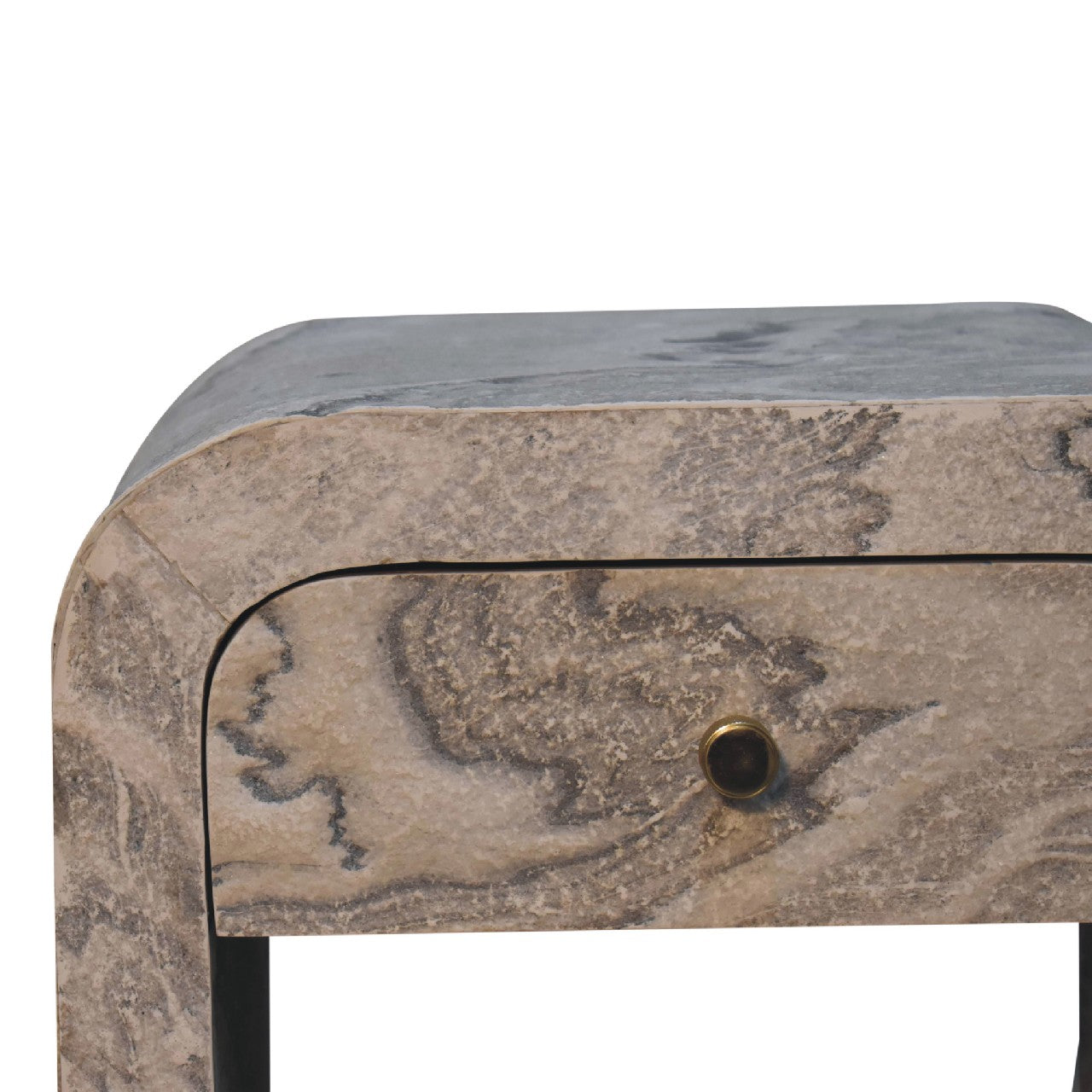 Handgemaakte -Prachtig nachtkastje – Nouveau design – massief mangohout – elegant