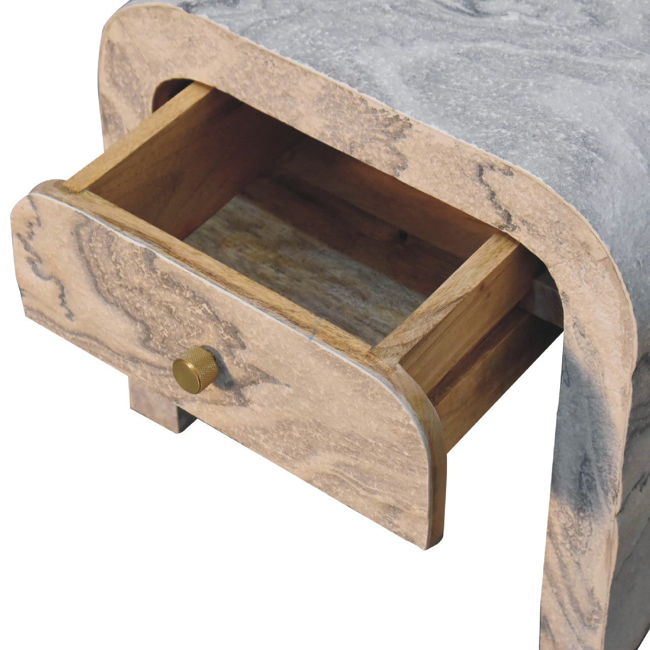 Handgemaakte -Prachtig nachtkastje – Nouveau design – massief mangohout – elegant