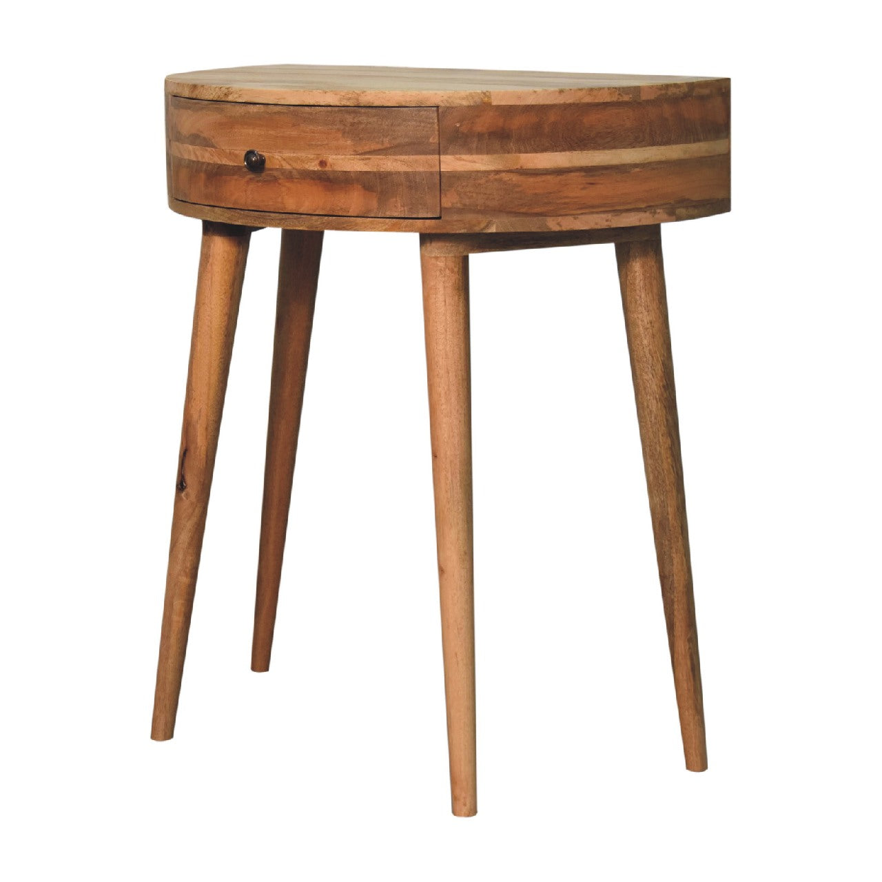 Handgemaakte consoletafel – mangohout – 1 lade – rond ontwerp – 70 cm
