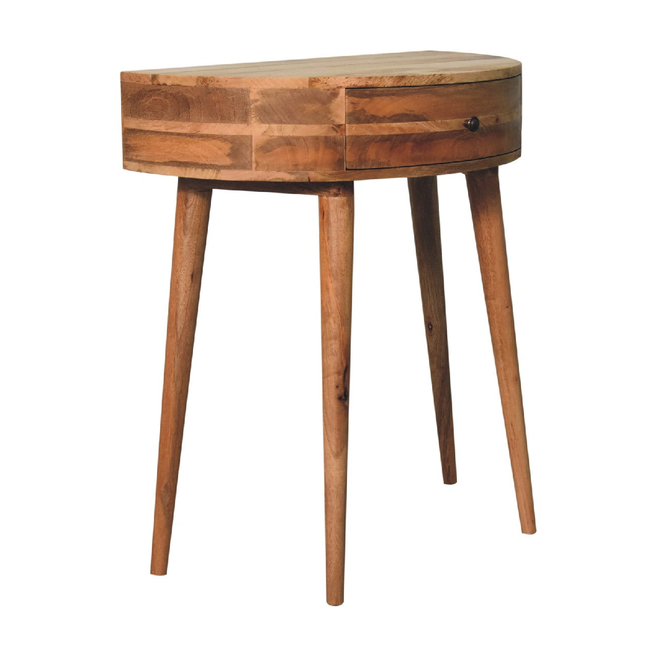 Handgemaakte consoletafel – mangohout – 1 lade – rond ontwerp – 70 cm