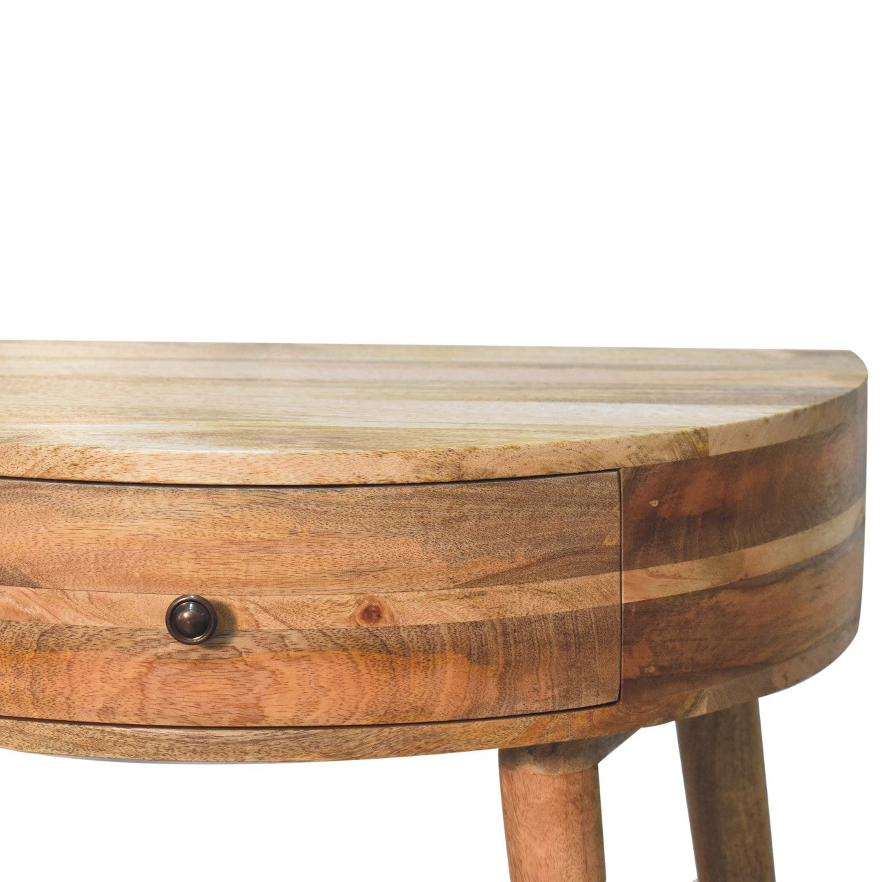 Handgemaakte consoletafel – mangohout – 1 lade – rond ontwerp – 70 cm