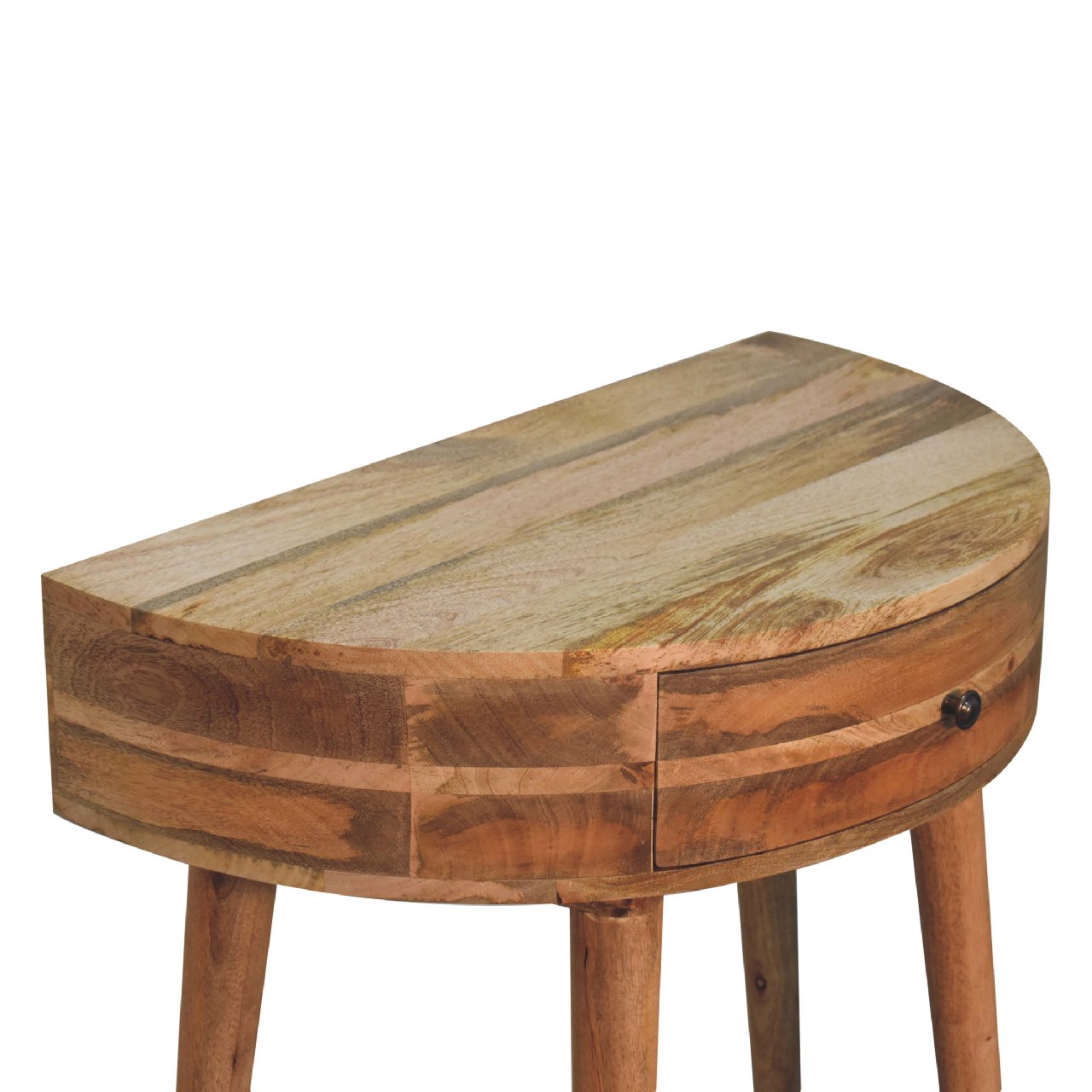 Handgemaakte consoletafel – mangohout – 1 lade – rond ontwerp – 70 cm