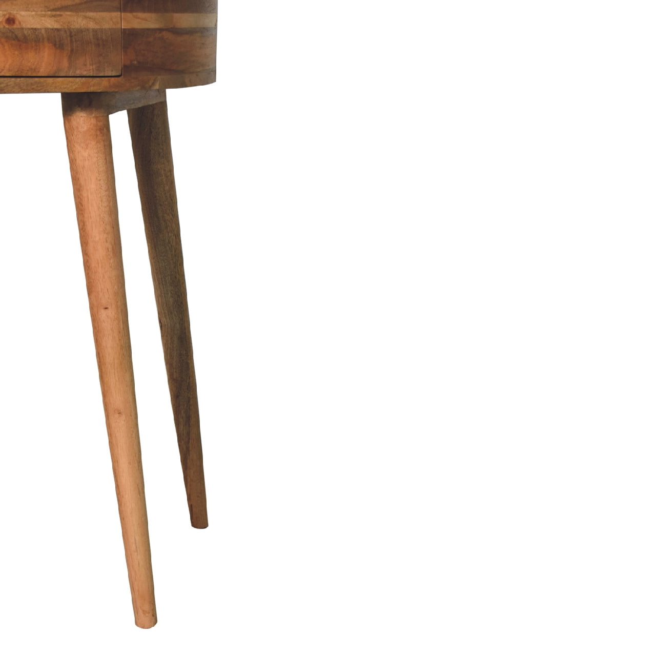 Handgemaakte consoletafel – mangohout – 1 lade – rond ontwerp – 70 cm