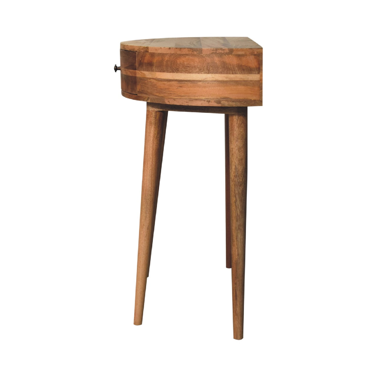 Handgemaakte consoletafel – mangohout – 1 lade – rond ontwerp – 70 cm