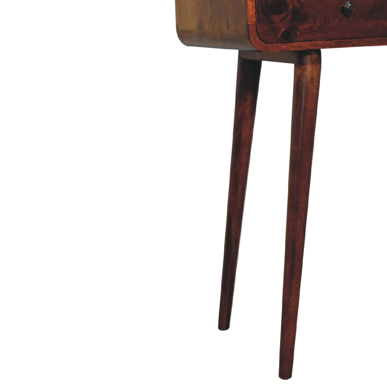 Handgemaakt – Consoletafel – mangohout – kastanje – gebogen – 2 lades