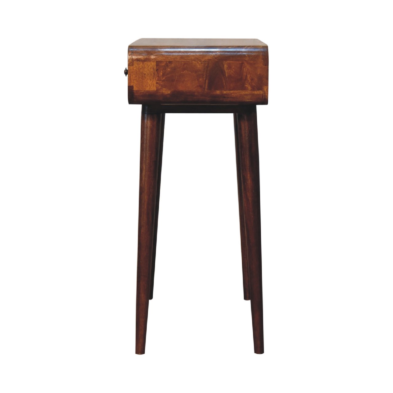 Handgemaakt – Consoletafel – mangohout – kastanje – gebogen – 2 lades