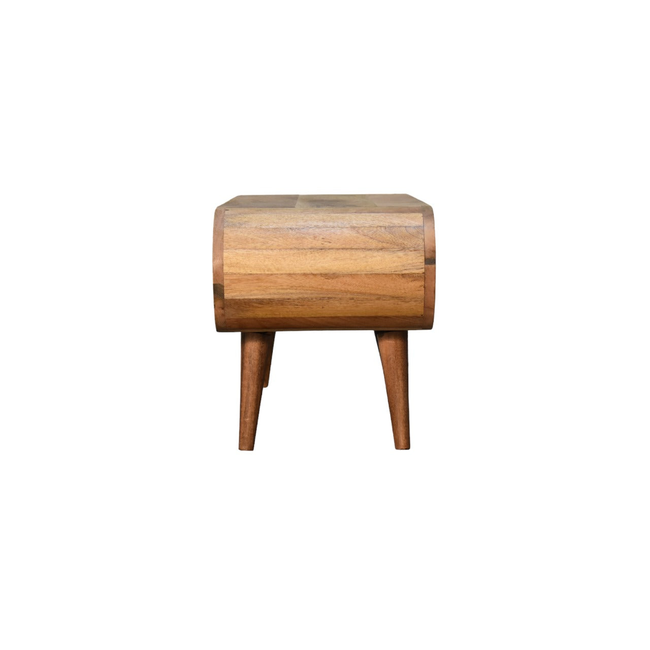 Handgemaakt – Salontafel – mangohout – eikenlook – gebogen – open vak