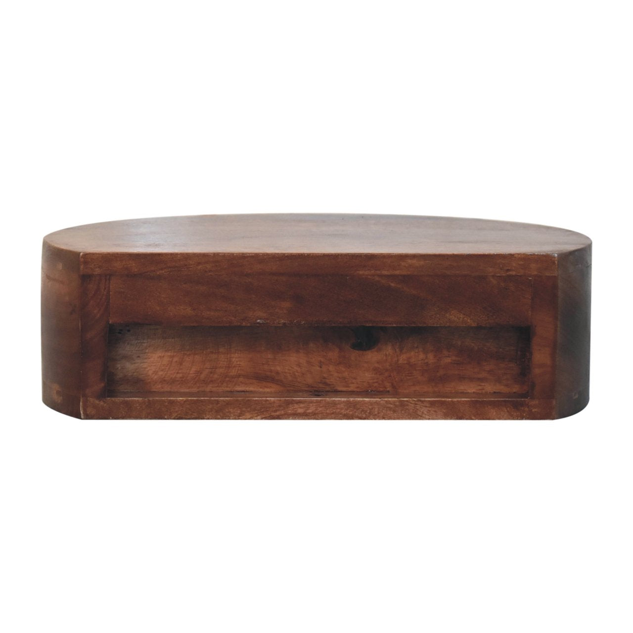 Handgemaakt wandnachtkastje – mangohout – 1 lade – rond ontwerp – 40 cm