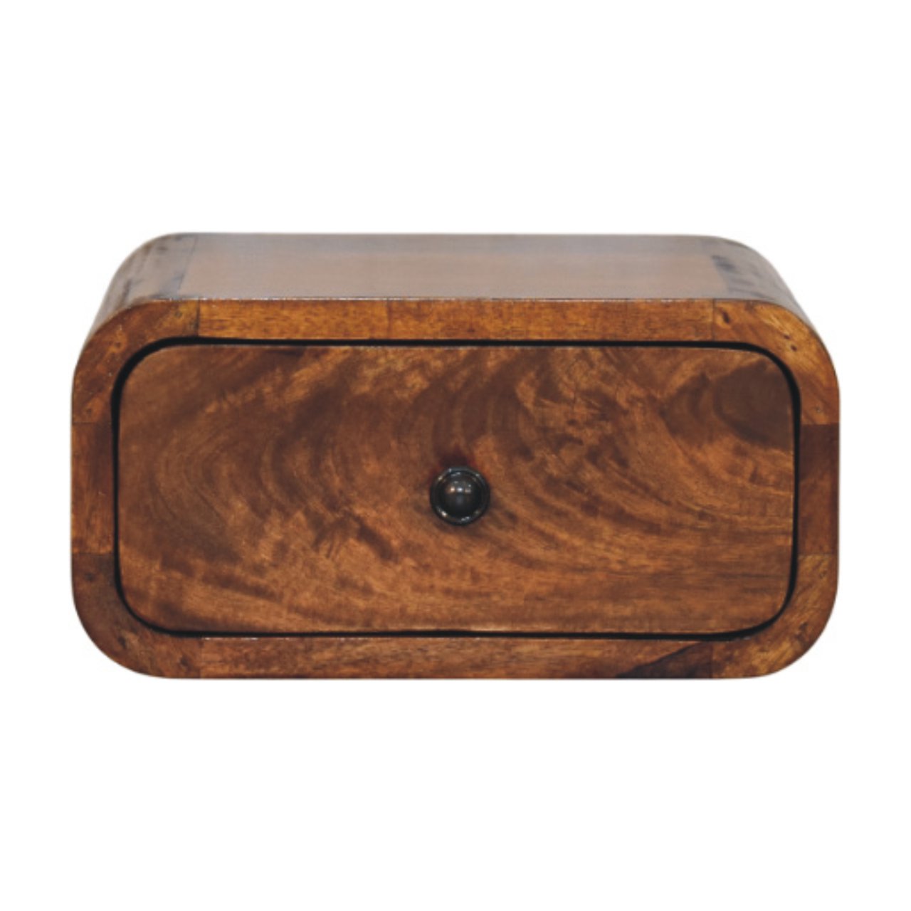 Handgemaakt – Wandnachtkastje – mangohout – kastanje – compact – 1 lade