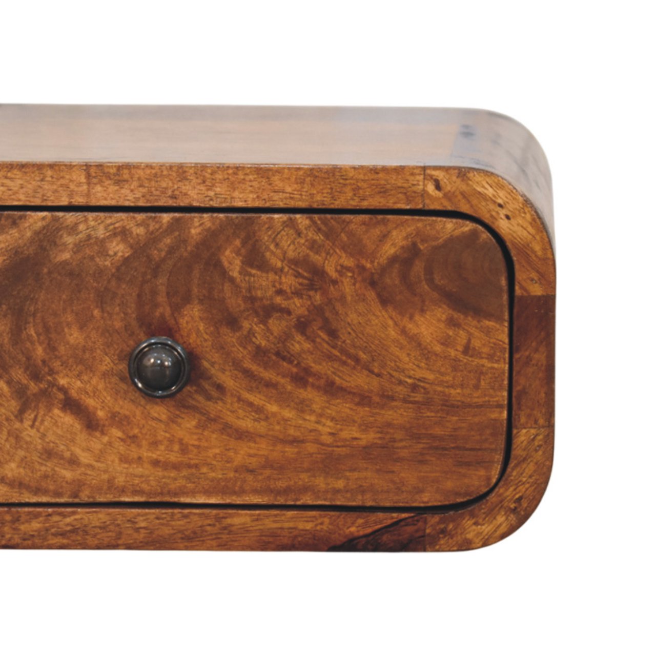 Handgemaakt – Wandnachtkastje – mangohout – kastanje – compact – 1 lade