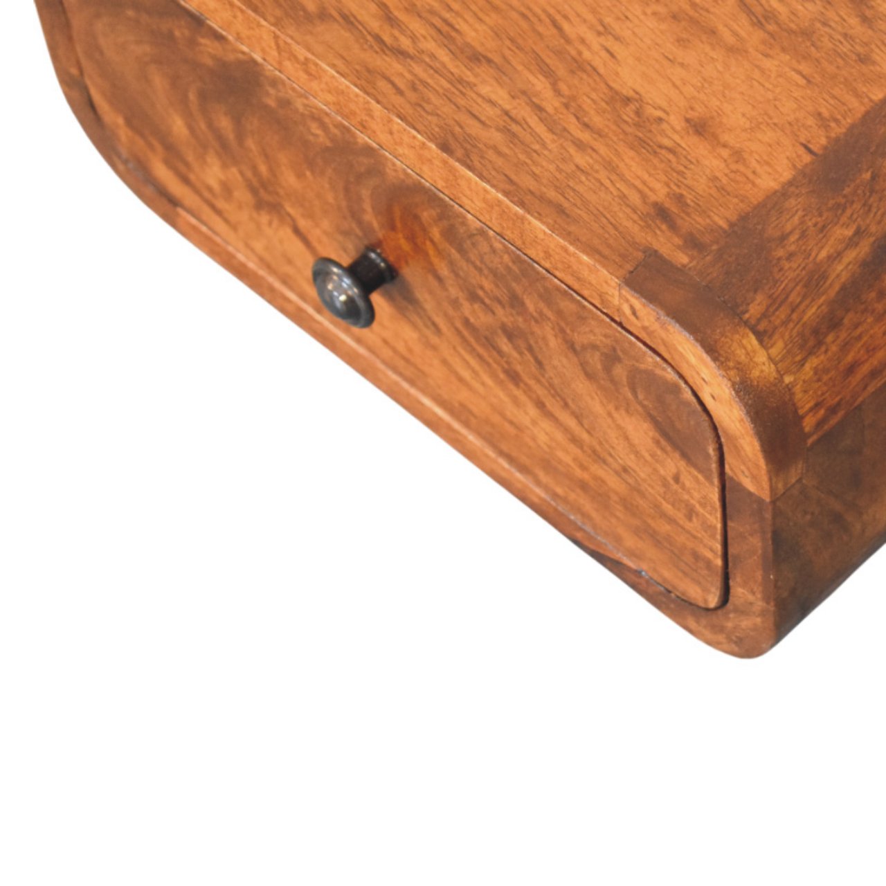Handgemaakt – Wandnachtkastje – mangohout – kastanje – compact – 1 lade
