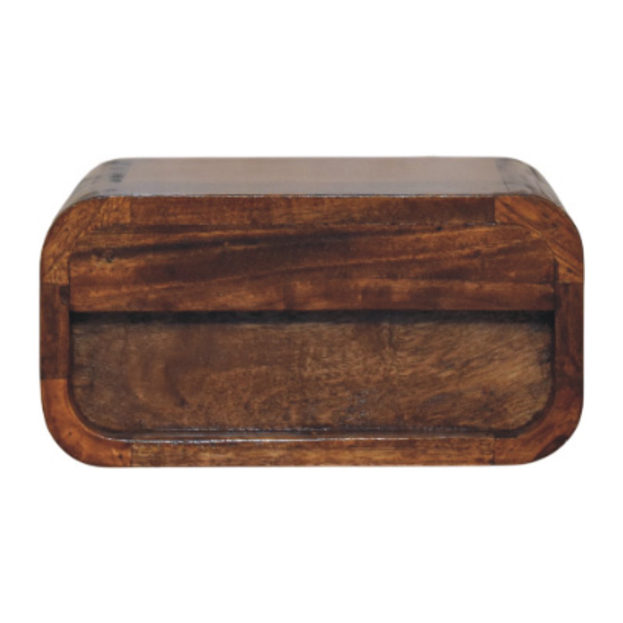 Handgemaakt – Wandnachtkastje – mangohout – kastanje – compact – 1 lade
