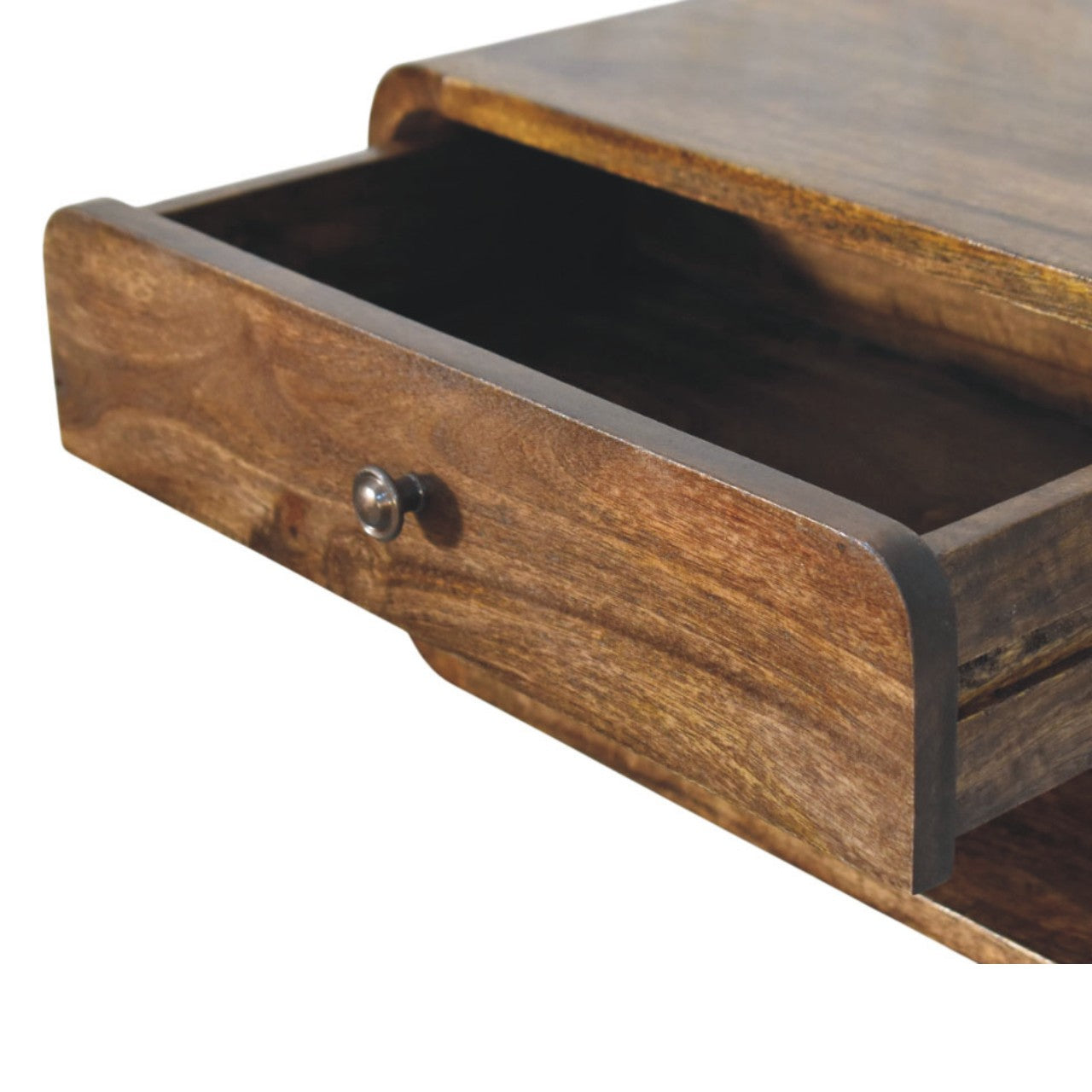 Handgemaakt wandnachtkastje – mangohout – 1 lade – open vak – 45 cm