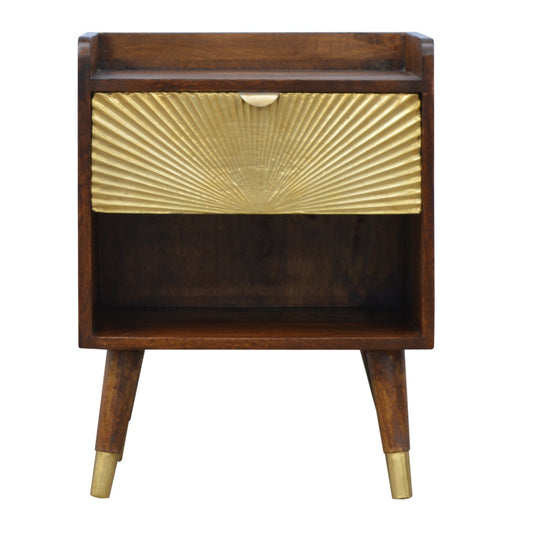 Handgemaakte -Luxe nachtkastje – goudkleurig – lade – Manila design