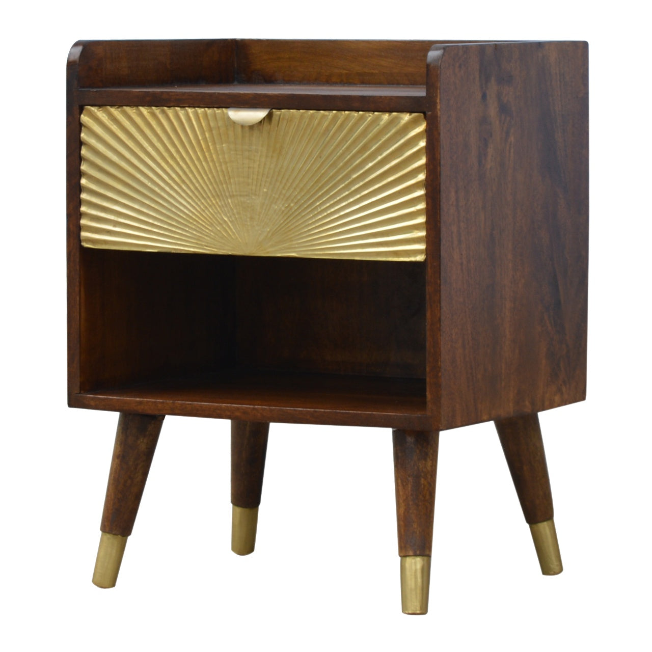 Handgemaakte -Luxe nachtkastje – goudkleurig – lade – Manila design