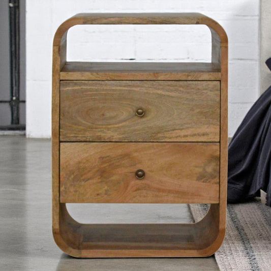 Verfijnd nachtkastje – 2 lades – London stijl – houtlook