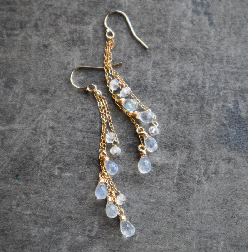 Enchanting Moonstone Earrings Silver or Gold Sterling