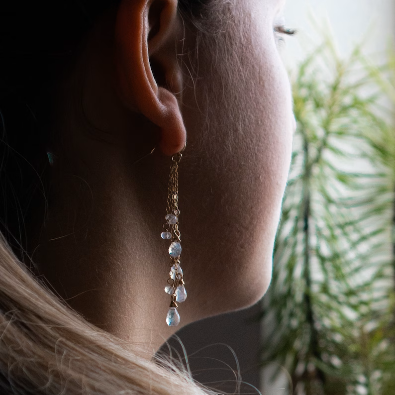 Enchanting Moonstone Earrings Silver or Gold Sterling