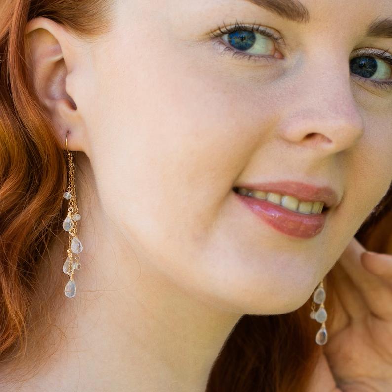 Enchanting Moonstone Earrings Silver or Gold Sterling