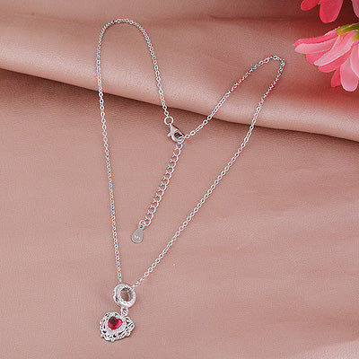 Victoriaanse hartvormige ketting van 925 sterling zilver met cubic zirconia