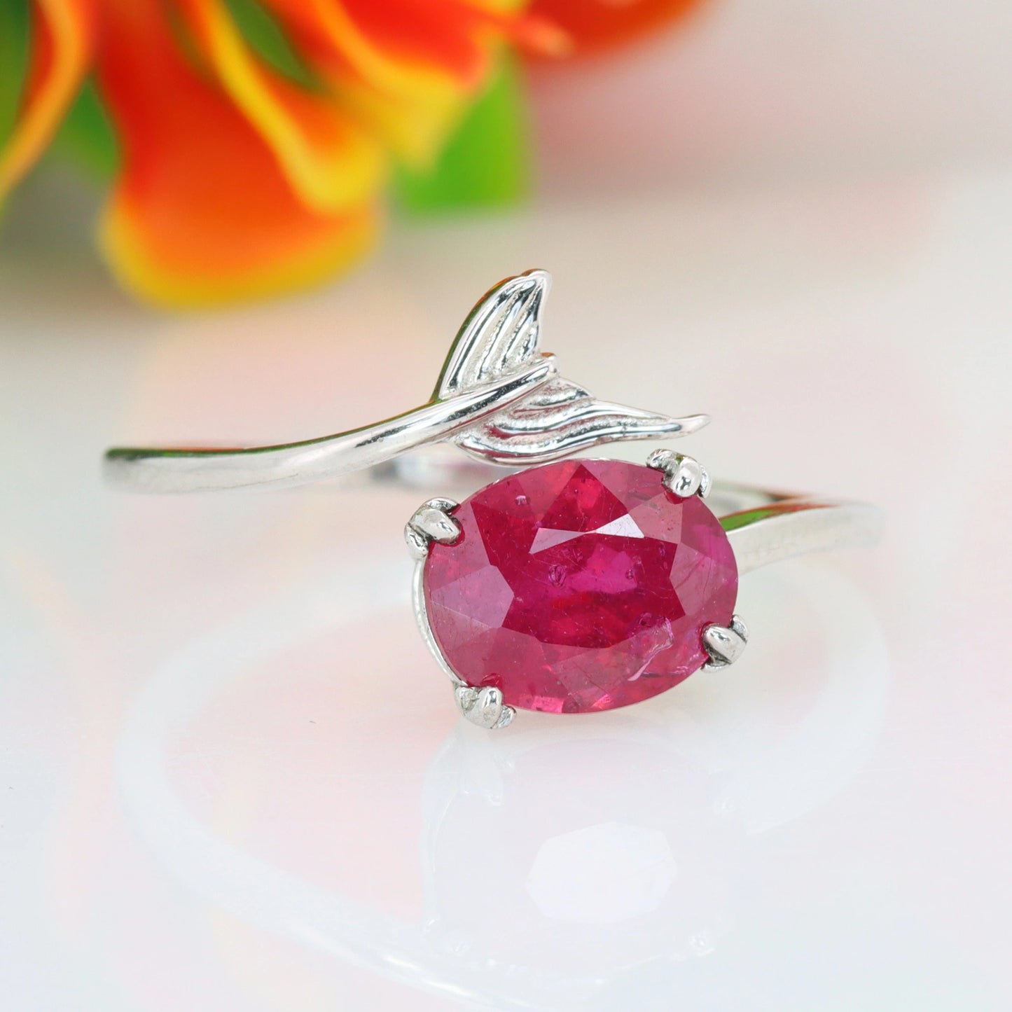 Gecertificeerde robijnring – 50.08 ct, levendig rood, 925 sterling zilver