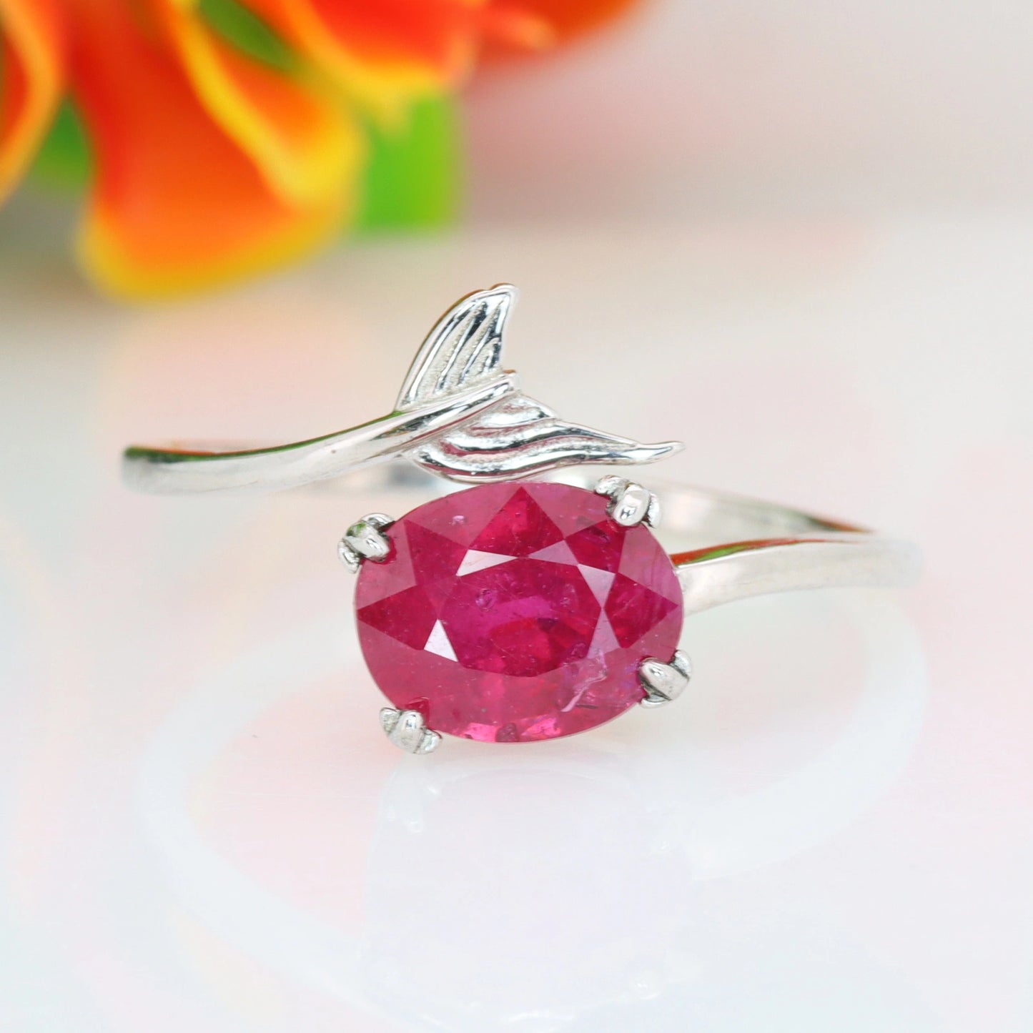 Gecertificeerde robijnring – 50.08 ct, levendig rood, 925 sterling zilver