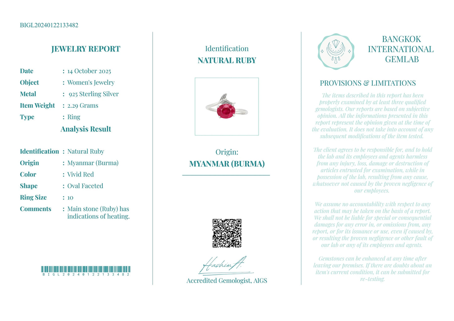 Gecertificeerde robijnring – 50.08 ct, levendig rood, 925 sterling zilver