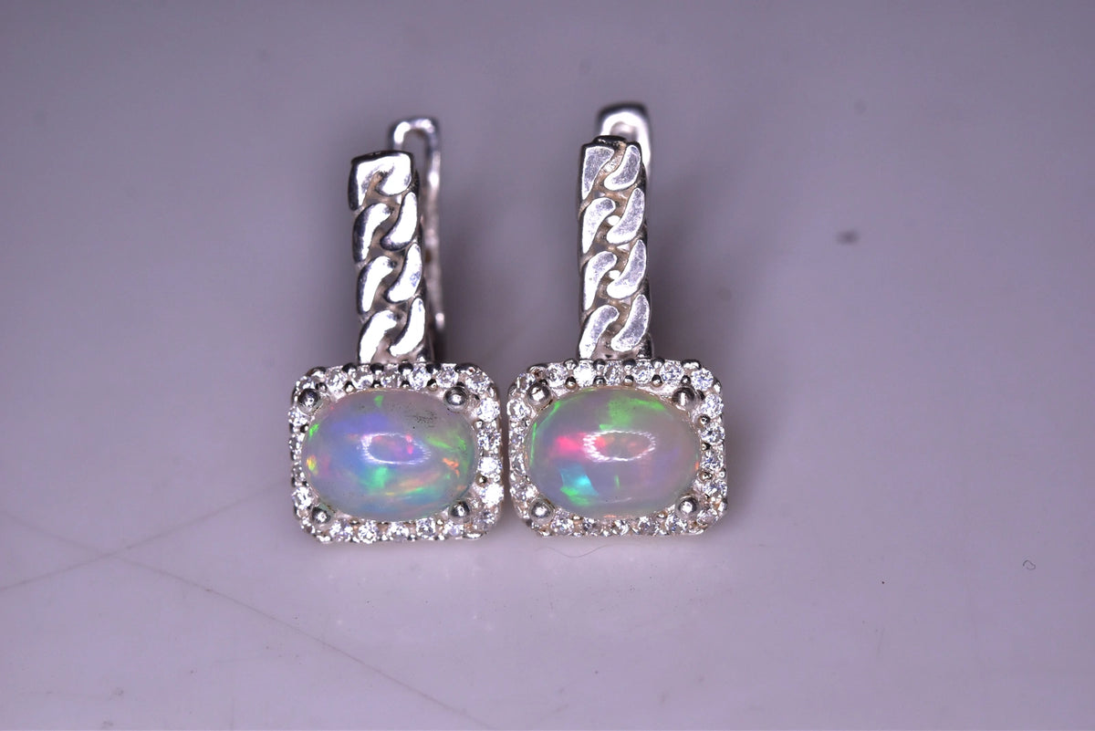 Natuurlijke Opaal Oorbellen – 925 Sterling Zilver – Elegant Design