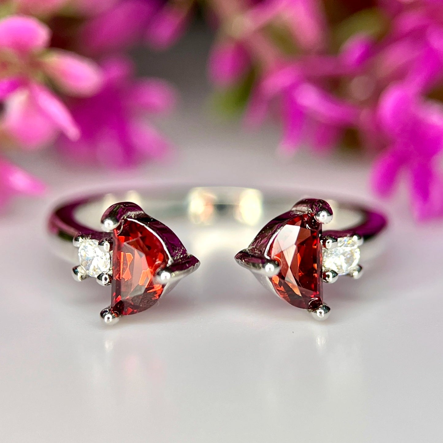 Natuurlijke rhodolietgranaatring – gerhodineerd