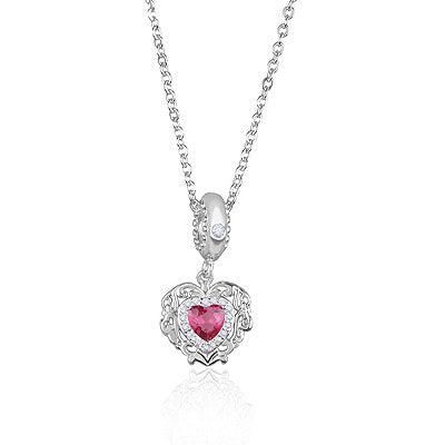 Victoriaanse hartvormige ketting van 925 sterling zilver met cubic zirconia