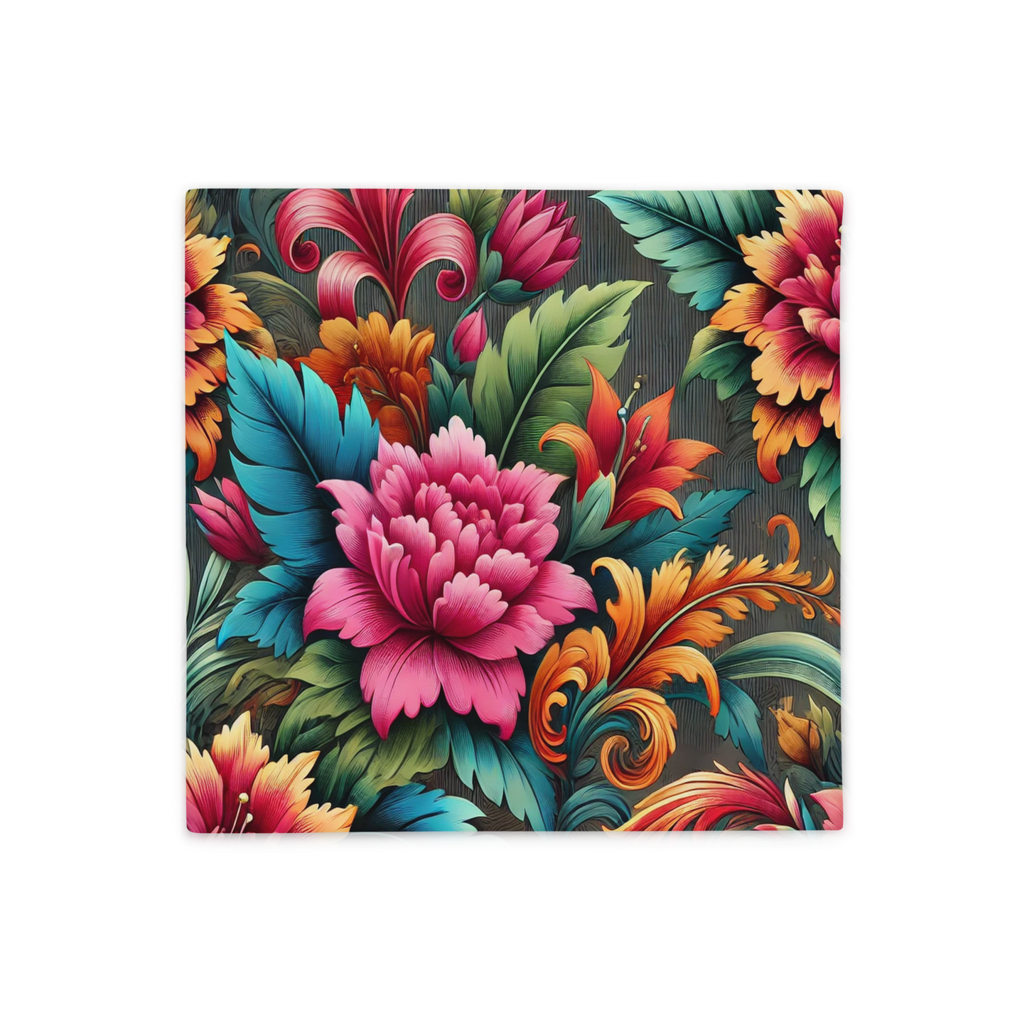 Vrolijke Bloemen Kussenhoes – Decoratieve Print met Levendige Kleuren – 45x45 cm – Zachte Polyester Kussenhoes met Rits"