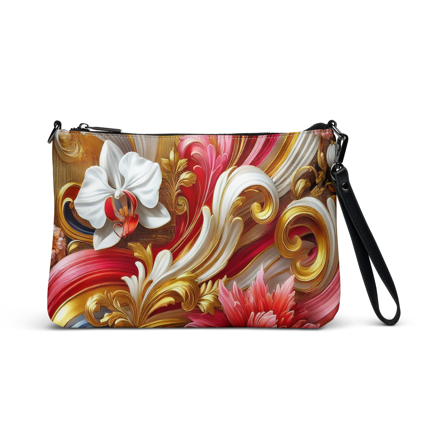 Elegante Crossbody Tas met Verwijderbare Pols- en Schouderriemen – Luxe Barok Ontwerp