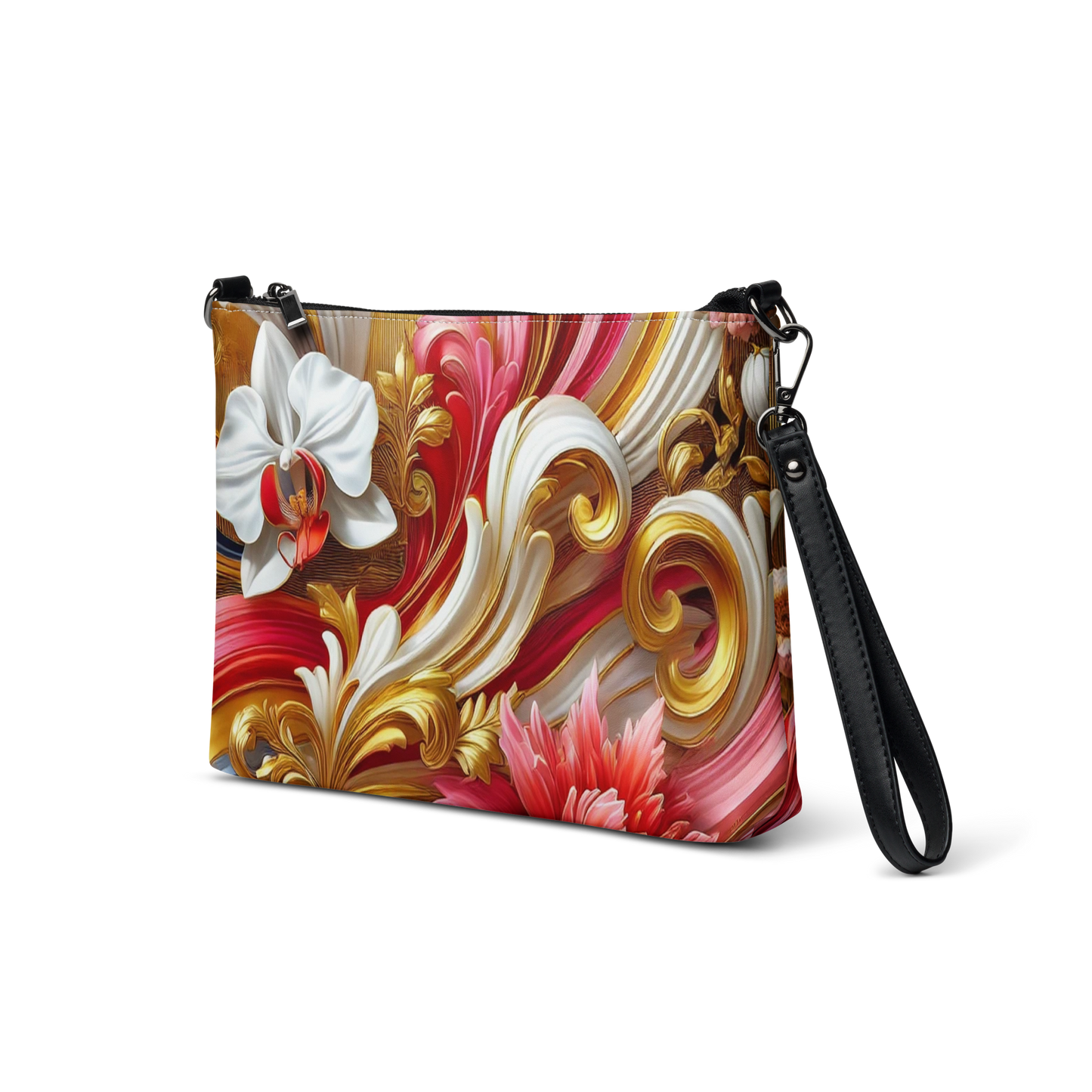 Elegante Crossbody Tas met Verwijderbare Pols- en Schouderriemen – Luxe Barok Ontwerp