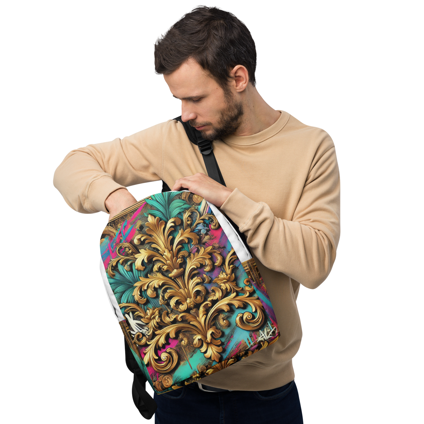 Colorful Baroque Backpack – Water Resistant and Practical with Laptop Compartment