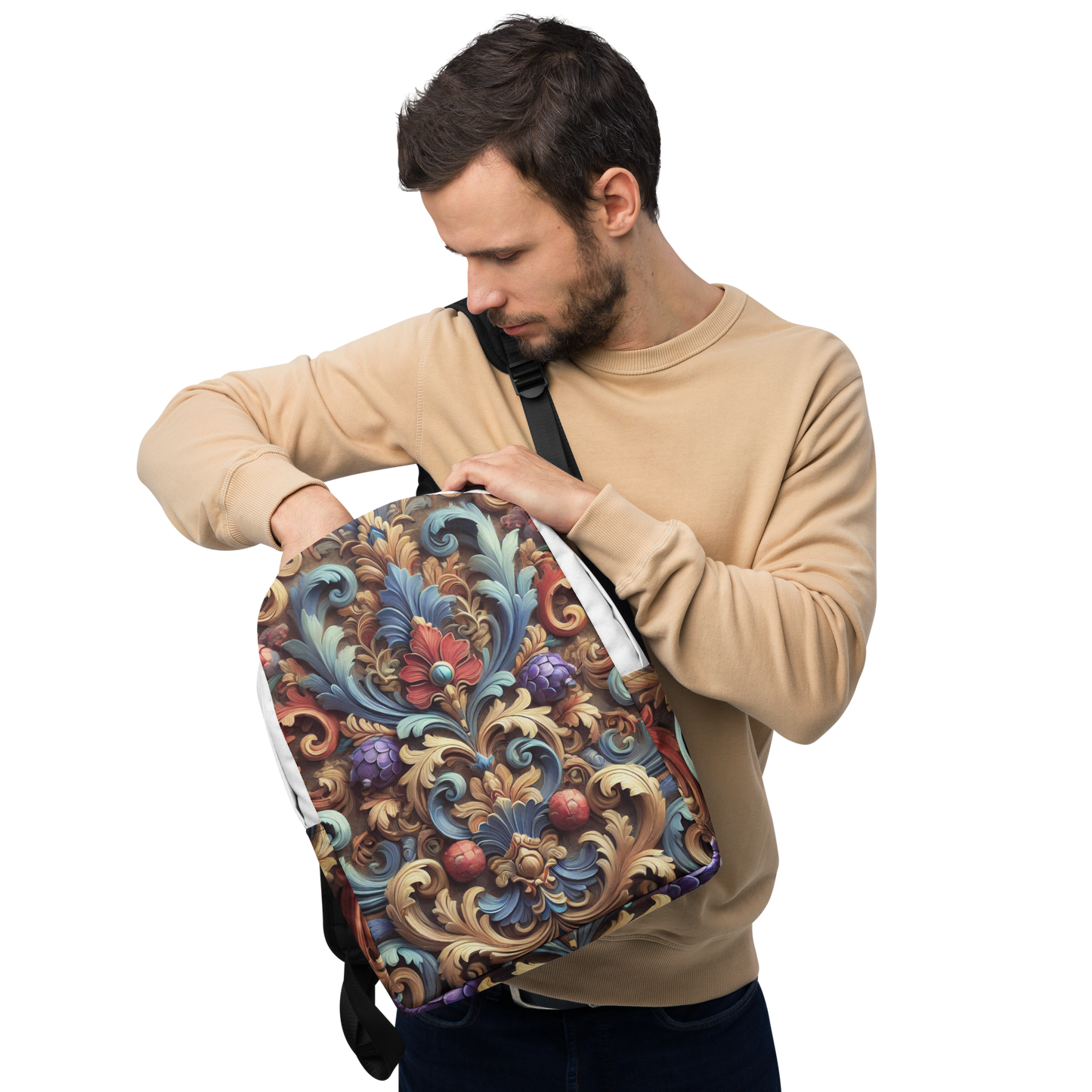 Vintage Barok Rugzak – Uniek Design met Laptopvak en Waterbestendig