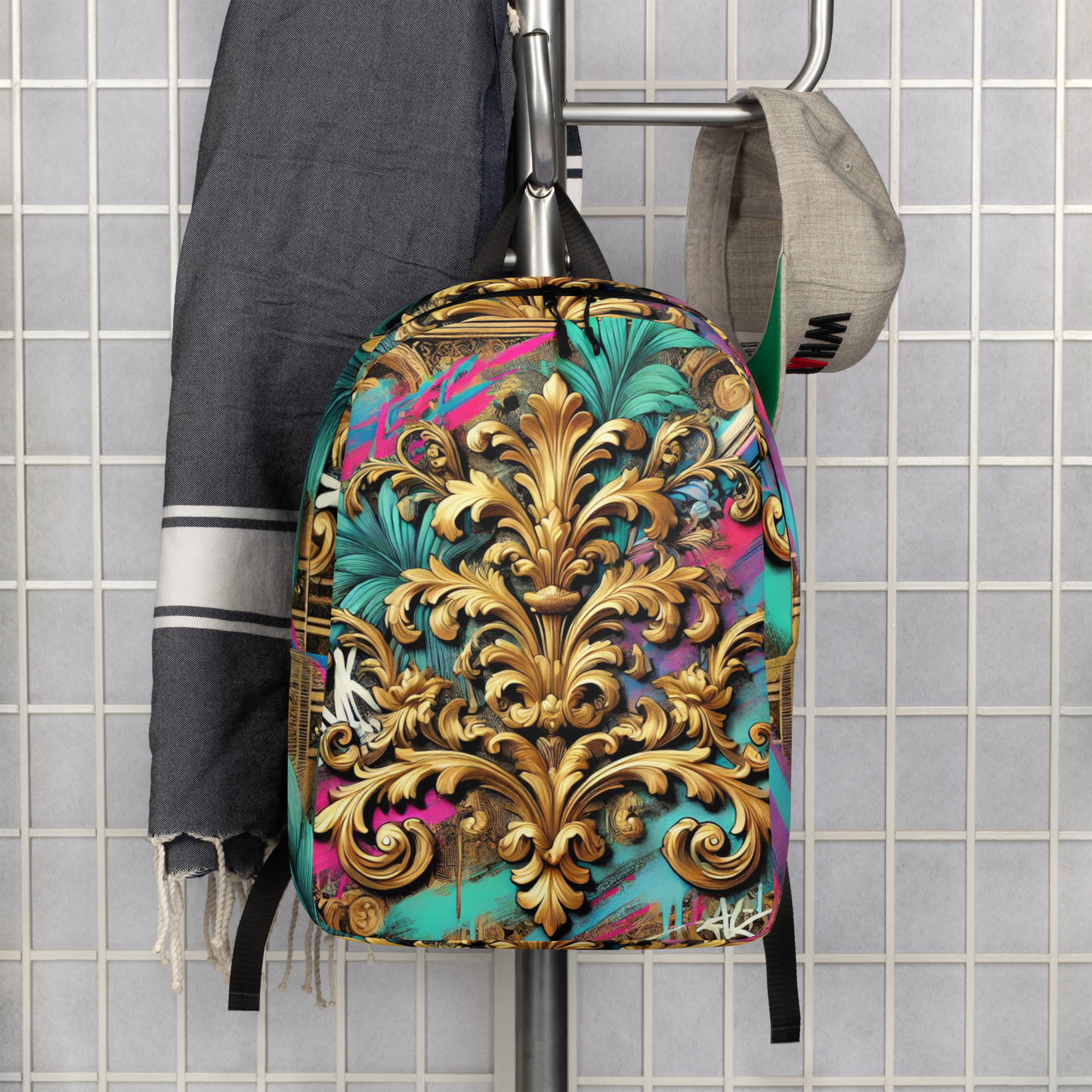 Colorful Baroque Backpack – Water Resistant and Practical with Laptop Compartment