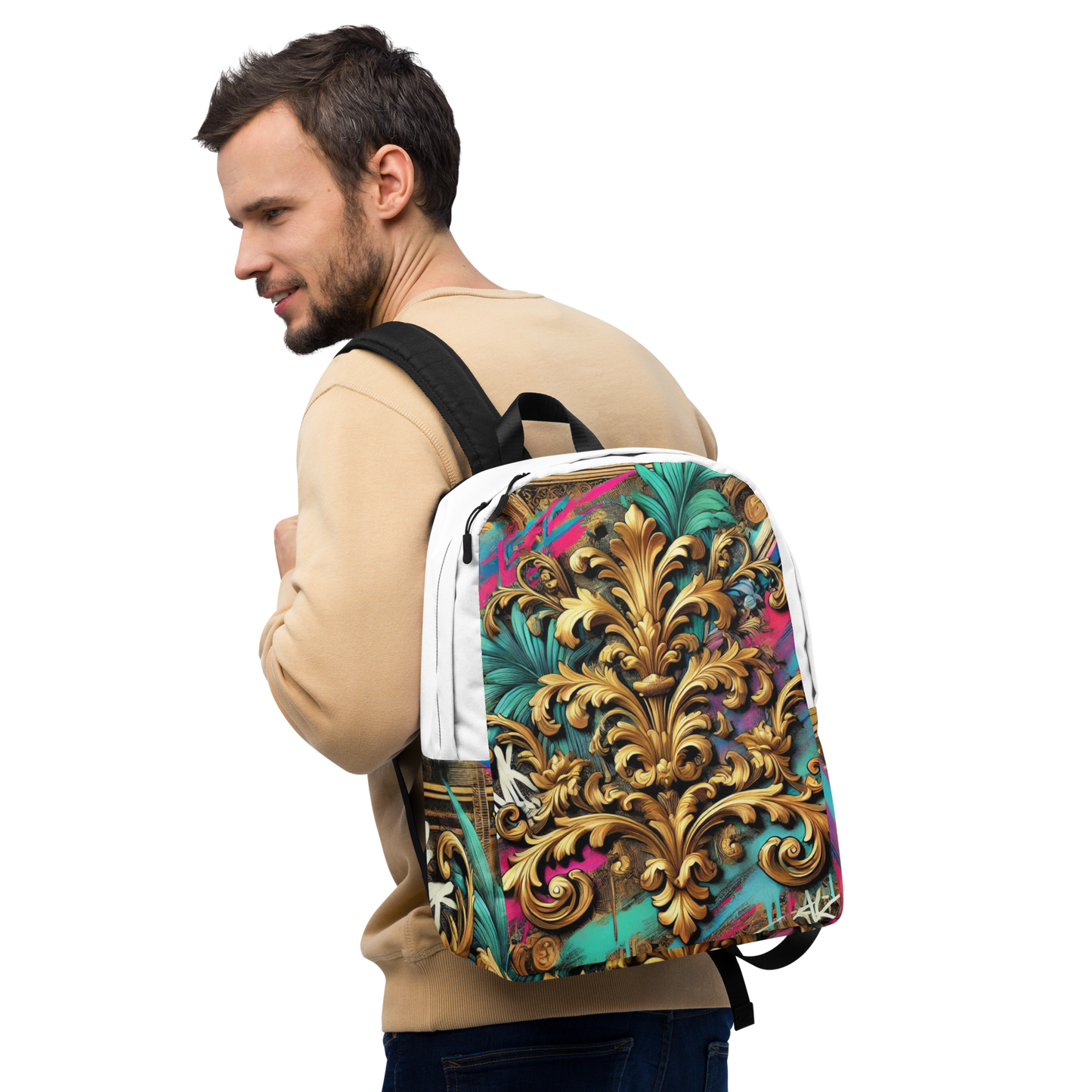 Colorful Baroque Backpack – Water Resistant and Practical with Laptop Compartment