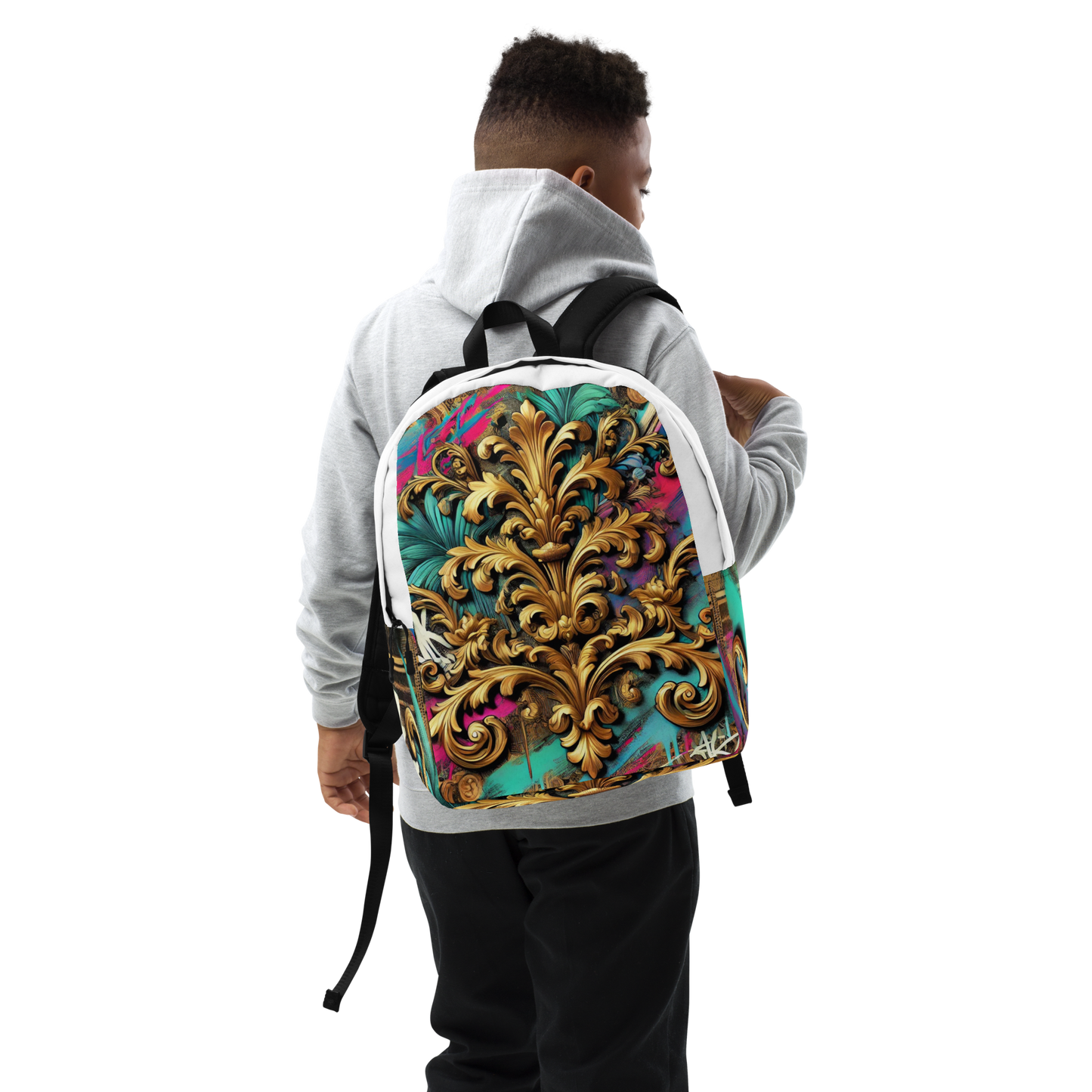 Colorful Baroque Backpack – Water Resistant and Practical with Laptop Compartment