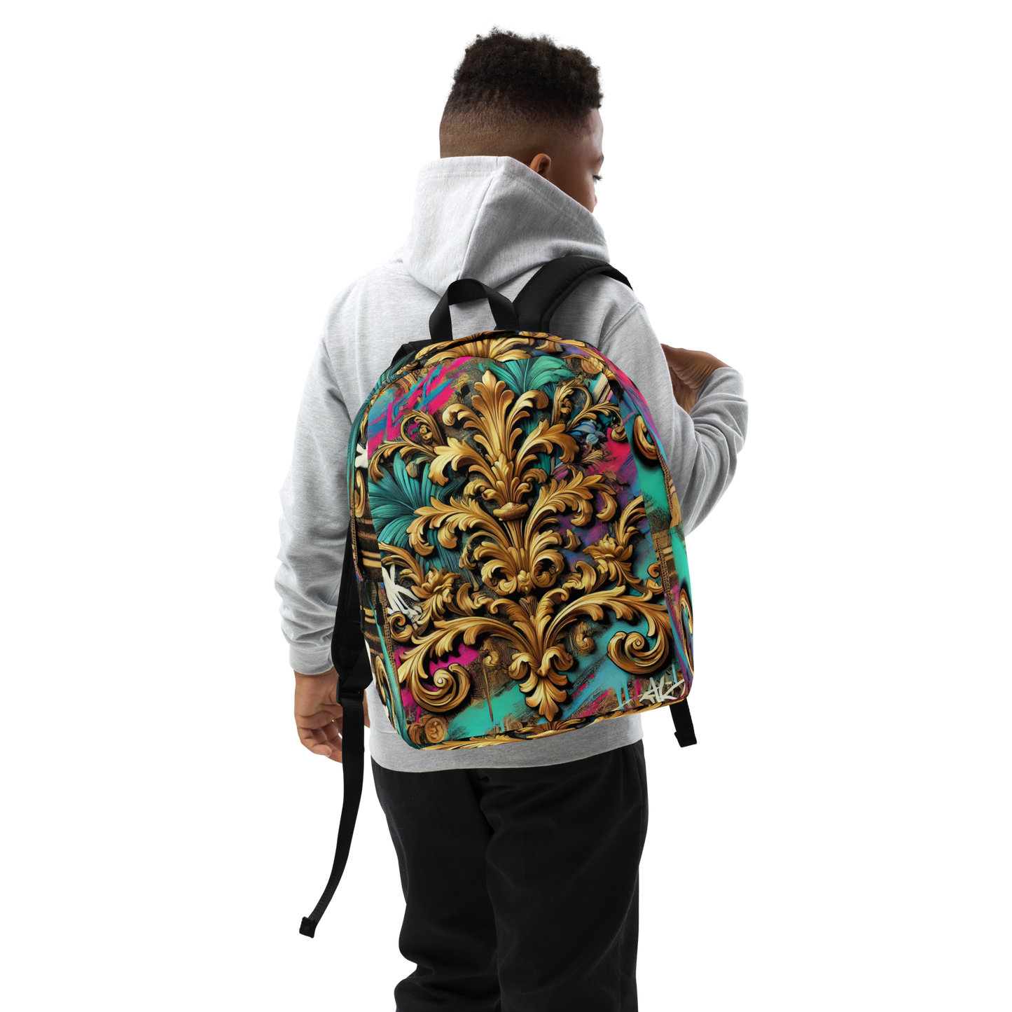 Colorful Baroque Backpack – Water Resistant and Practical with Laptop Compartment