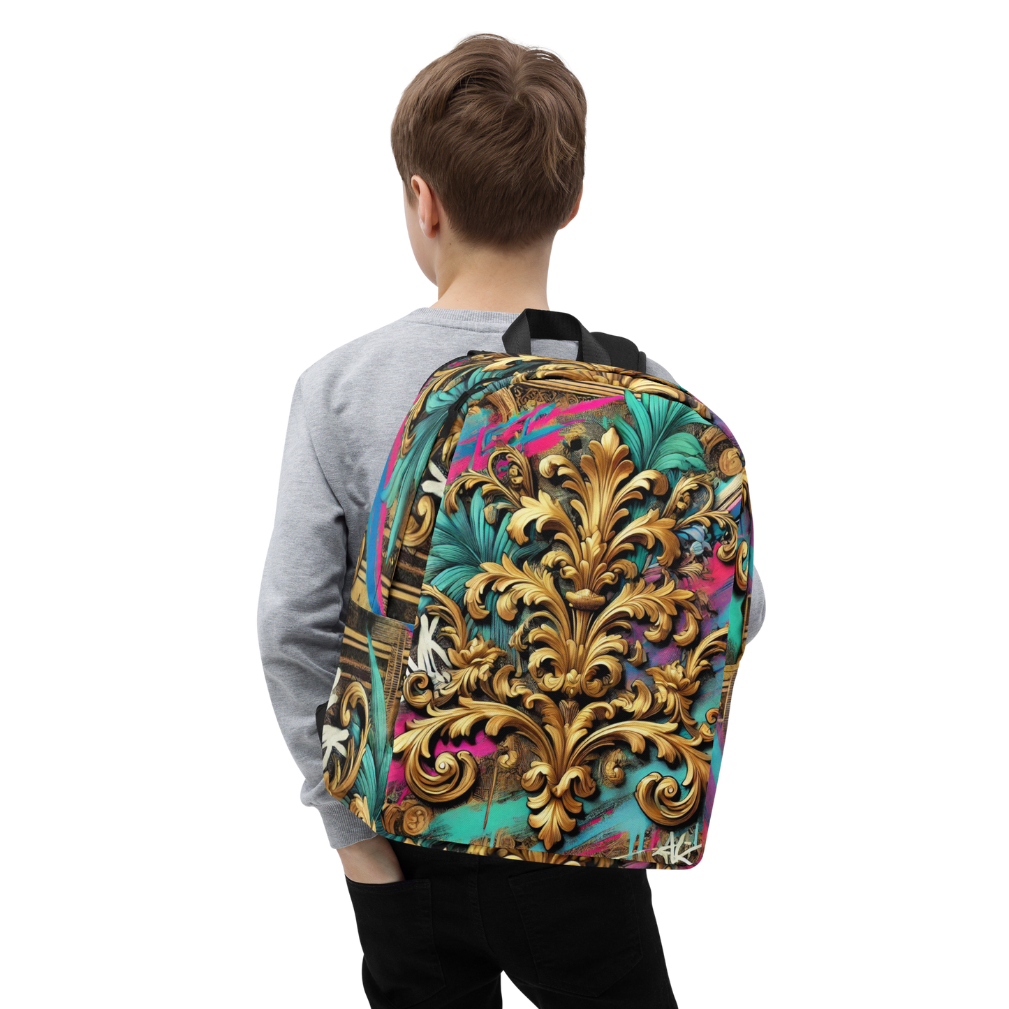 Colorful Baroque Backpack – Water Resistant and Practical with Laptop Compartment