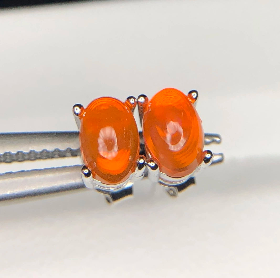 Natuurlijke Oranje Opaal Oorstekers 5,00 ct – 925 Sterling Zilver Rhodium Plated
